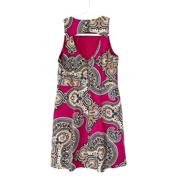 Anthropologie Moulinette Soeurs Geidi Pink Paisley Print Dress Sz 4 Sleeveless - Picture 3 of 13